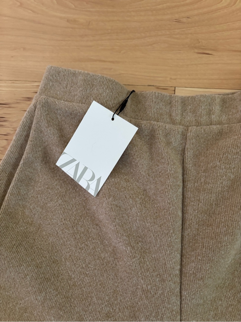ZARA Camel Ribbed Knit Skirt